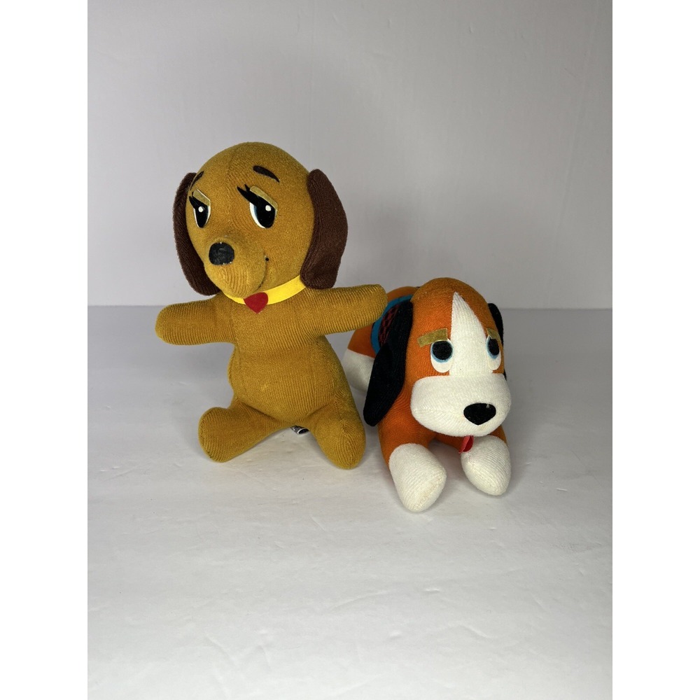 Vintage Dakin Dream Pets Brown and Orange Dog Stuffed Animals 1977-78 Plushies